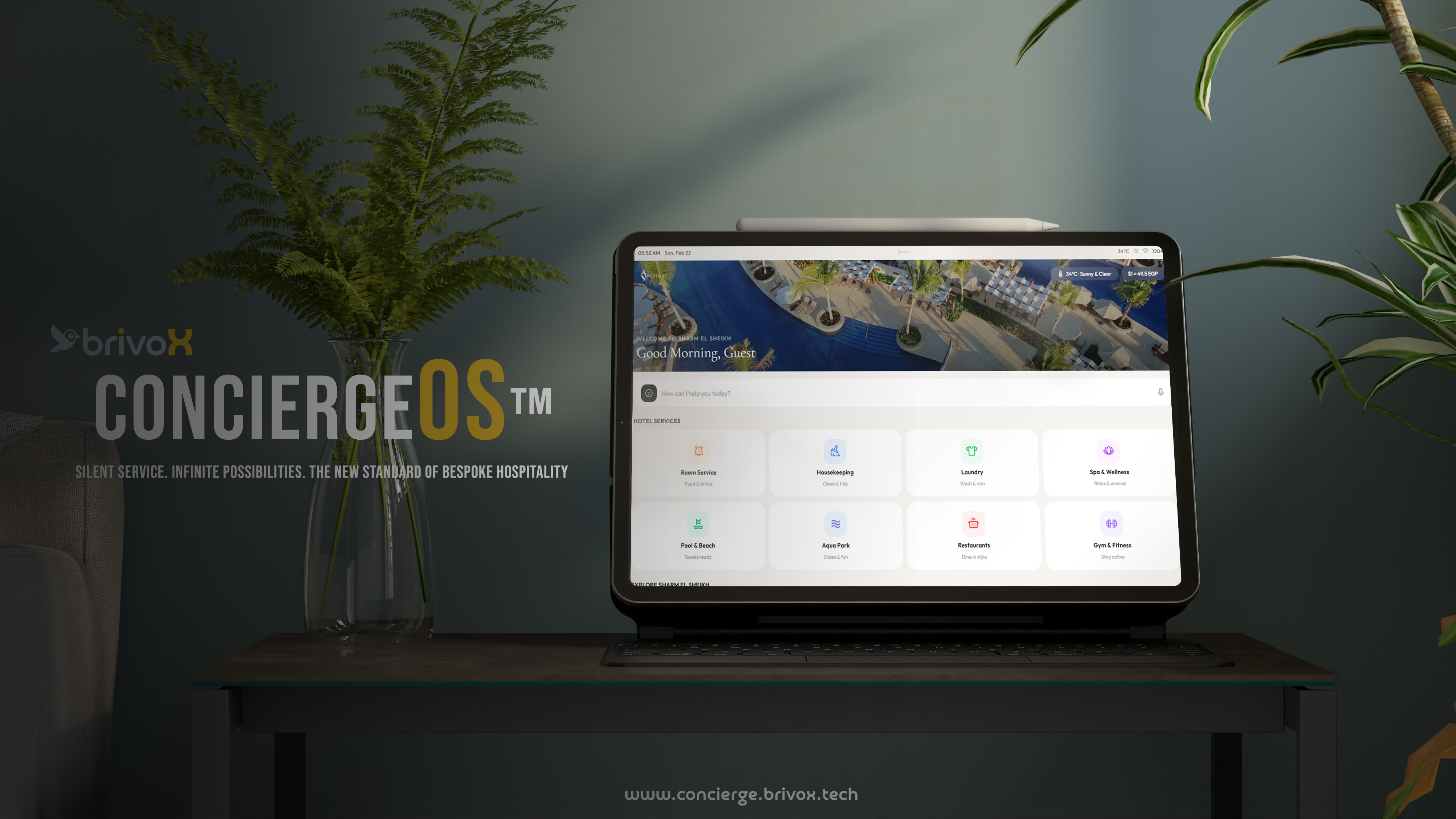 Hero tablet in luxury hotel room