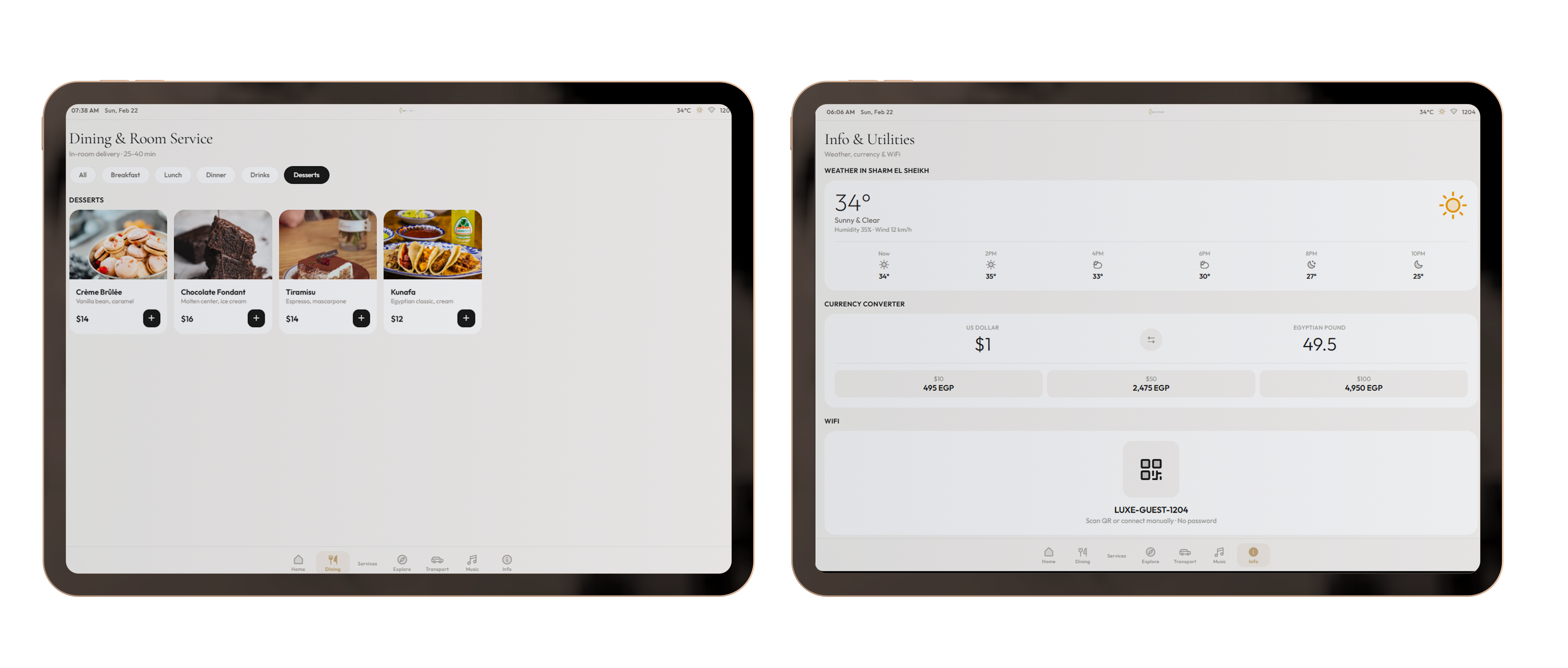 Lobby reception dashboard